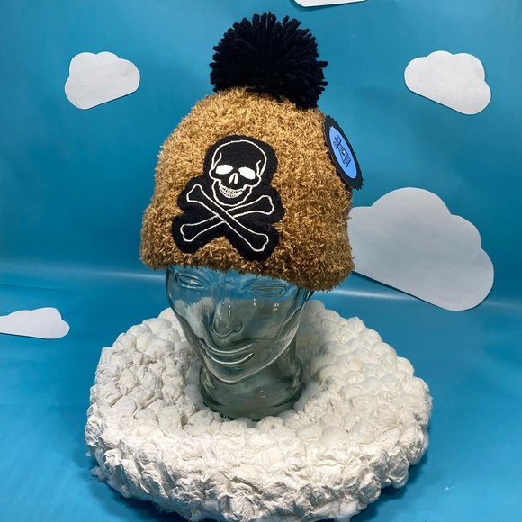 Plasma Beams Teddy Knit Skull & Crossbones Beanie